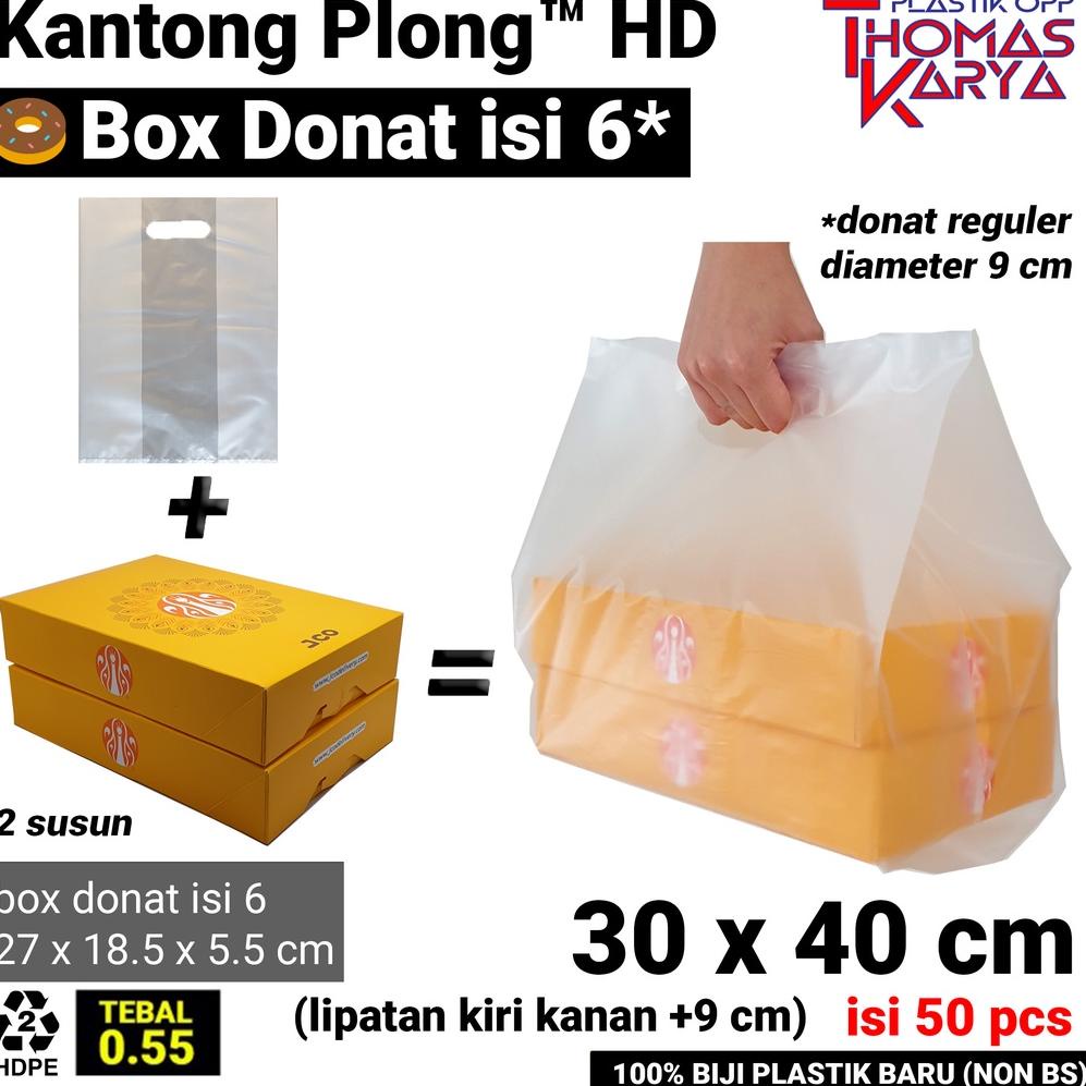 

[PROMO KYR88] 30x40 cm Kantong Plong HD Box (lipatan 9 cm) Plastik Box Donat Isi 6 | Plastik Boks Donat 1/2 Lusin Terkini