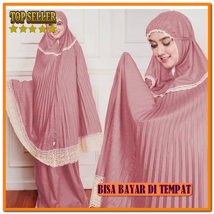 Sale Mukena Dewasa Syura Viscose Import Adem Lembut Motif Bunga O DU920  Plisket Premium Katun Terba
