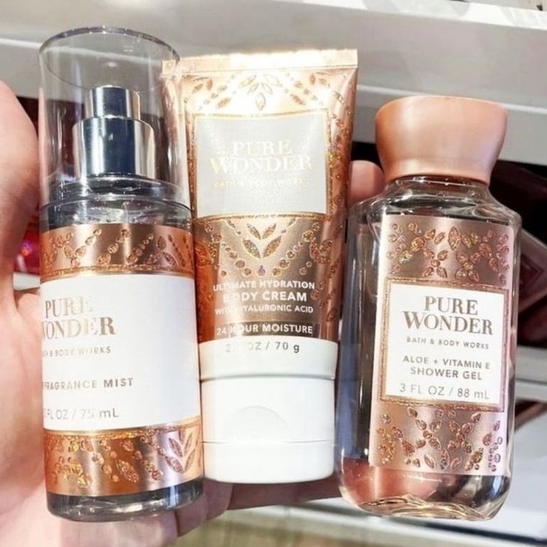 BATH &amp; BODY WORKS BBW PURE WONDER SERIES MIST LOTION SHOWER GEL BODY CREAM HAND CREAM SHOWER GEL BODY CREAM LOTION MIST WASH WALLFLOWER ROOMSPRAY SCENTPORTABLE GENTLE GEL DEEP CLEANSING GENTLE FOAMING CREAMY LUXE