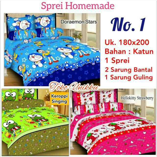 Sprai Sprei  Seprai Motif  LV  Karakter Doraemon Keroppi 