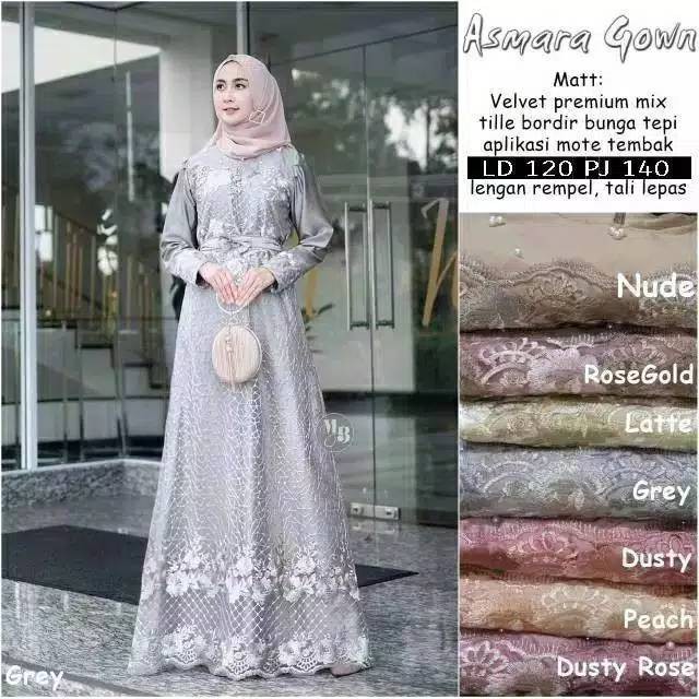 ( READY ) GAMIS BRUKAT ASMARA GOWN TERBARU / LD 100 & 120 // TILE BORDIR // GAUN PESTA // GAUN MURAH