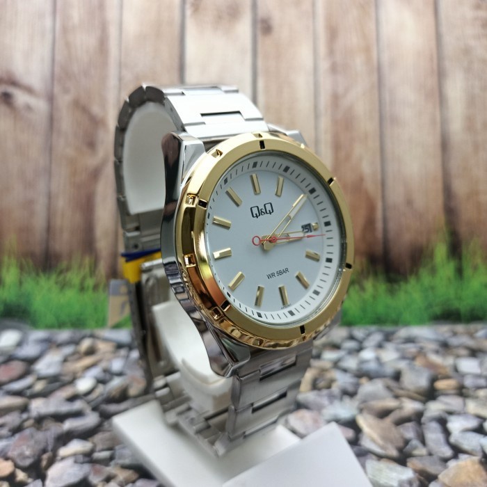 Jam Tangan Pria Casual Business Sporty Rantai Stainless Steel Tanggal Analog Original Q&amp;Q QnQ QQ A472 A472J Series