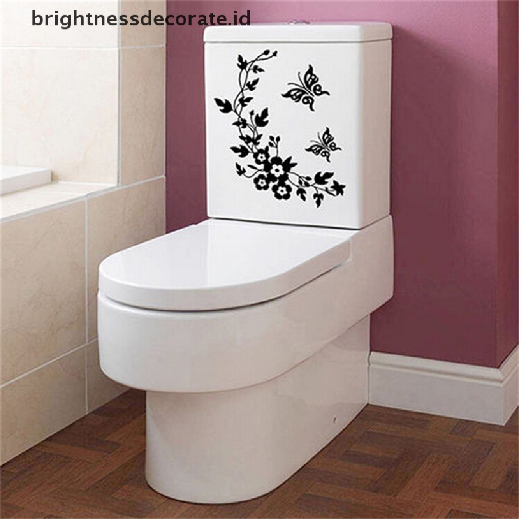 Butterfly Stiker Dinding Desain Kupu-Kupu Bunga Untuk Kamar Mandi / Toilet / Laptop