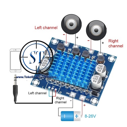 TPA3110 30W+30W 2.0 Channel XH-A232 60W 2x30W TPA 3110 Digital Stereo Audio Power Amplifier Board DC 8-26V