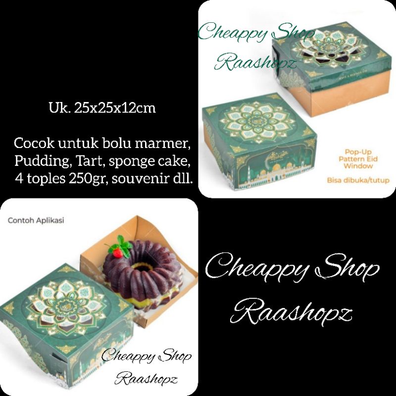 

Pudding Box Lebaran 25x25 x12cm Flower Box Idul Fitri Kue Bolu Dus Lebaran Tart BOX Lebaran Pudding Mika Box Lebaran Jendela Mika Box Lebaran 25x25 Box Kue Kering Parcel Ramadhan Box Lebaran Chiffon Box Lebaran Bolu Marmer Box iduL Adha Box Kue IduL Adha