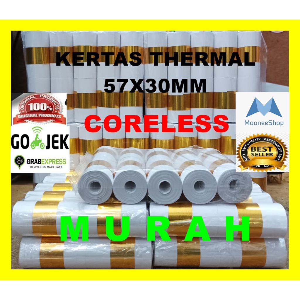 Kertas Termal [GOLD] Thermal Paper Rol 57x30 58x30 Termal EDC Thermal Printer Mini Bluetooth Cetak Hitam Kertas Thermal GOLD