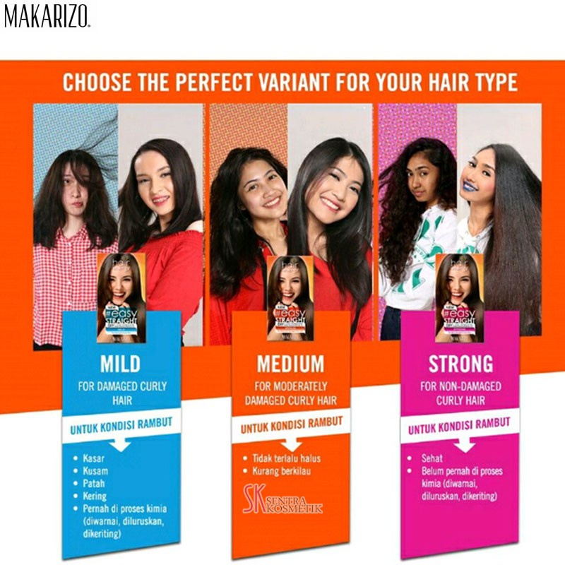 MAKARIZO Easy Straight DIY Kit - Pelurus Rambut EasyStraight - Mild Medium Strong 80 120 (Valensia)