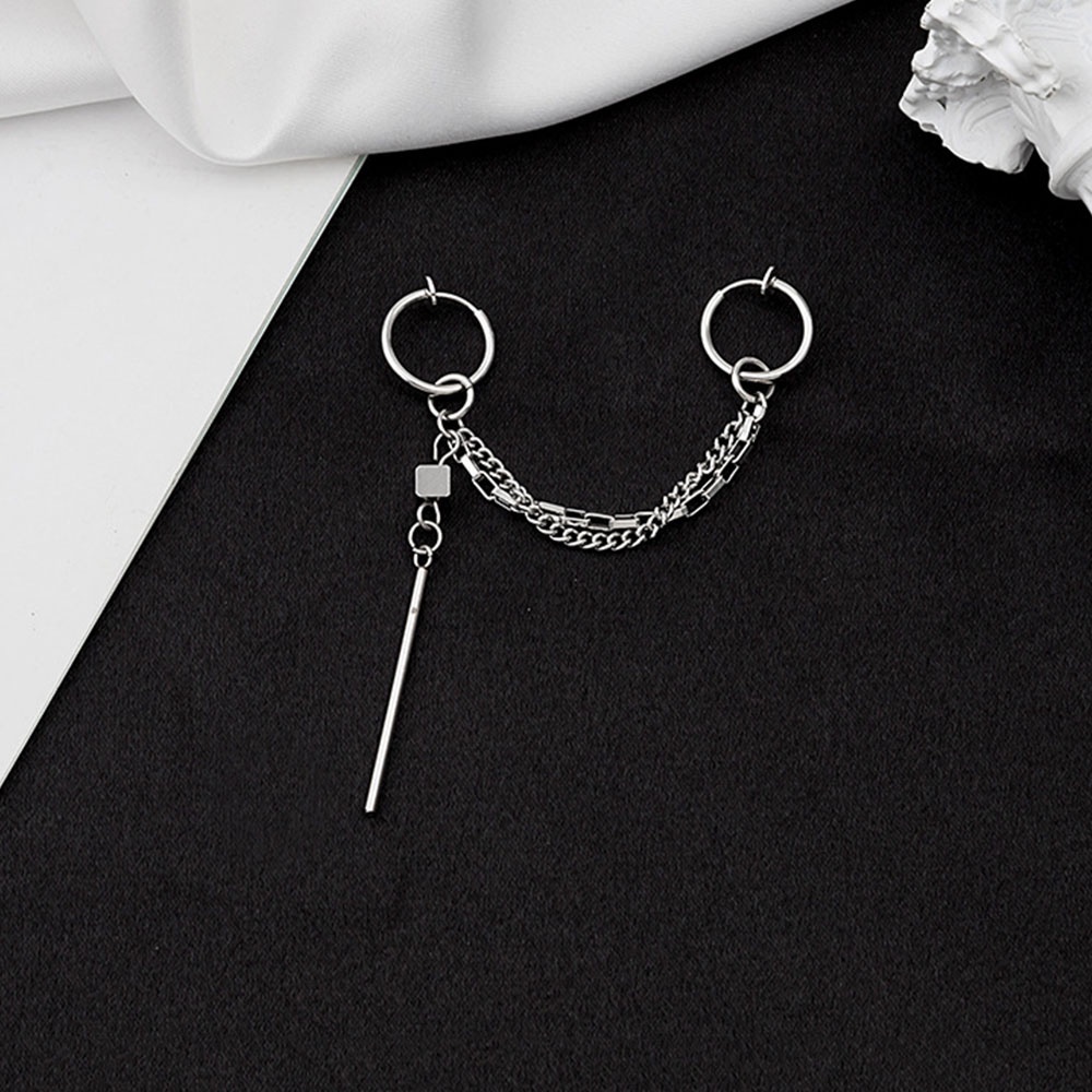 1pc Anting Rantai Panjang Bahan Stainless Steel Gaya Punk Minimalis Untuk Pria Dan Wanita