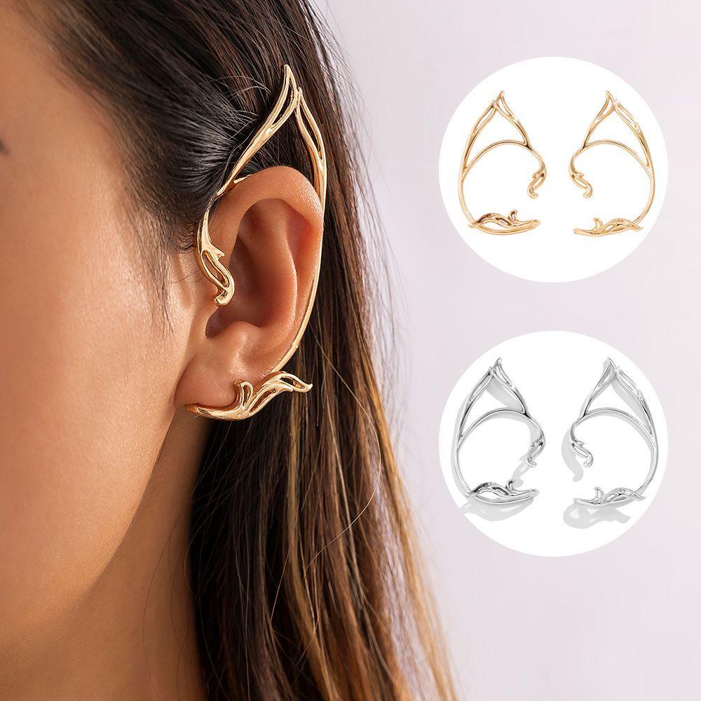 Lily Punk Peri Pesta Kucing Helix Anting Wanita Warna Perak Emas Goth Elf Ear Clip