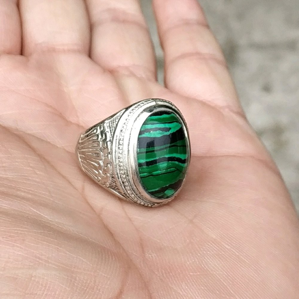 CINCIN BATU AKIK GREEN MALACHITE KANTORAN