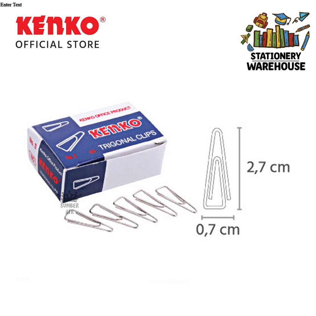 

KENKO Paper Clip TRIGONAL CLIP No. 3 / KLIP KERTAS - 1 BOX