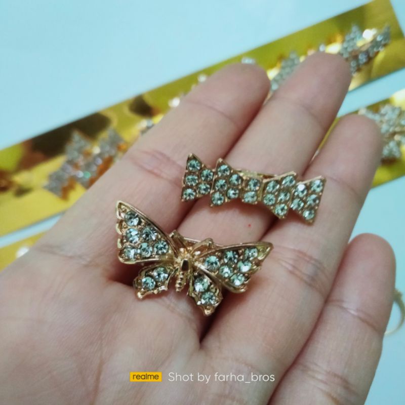 Peniti hijab jilbab - Bros Dagu - bros kecil - Bros mini - Bros hijab kupu silver satuan By Farha-Kupu&pita