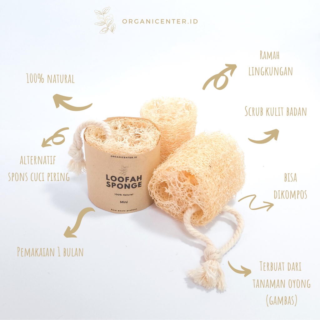 Loofah Sponge Mini / Spons Gambas Natural Alami / Spons Sabut Cuci Piring / Oyong Kering Zero Waste