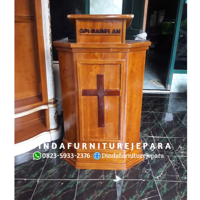 PODIUM MIMBAR GEREJA - PODIUM LOGO SALIB - MIMBAR PODIUM GEREJA