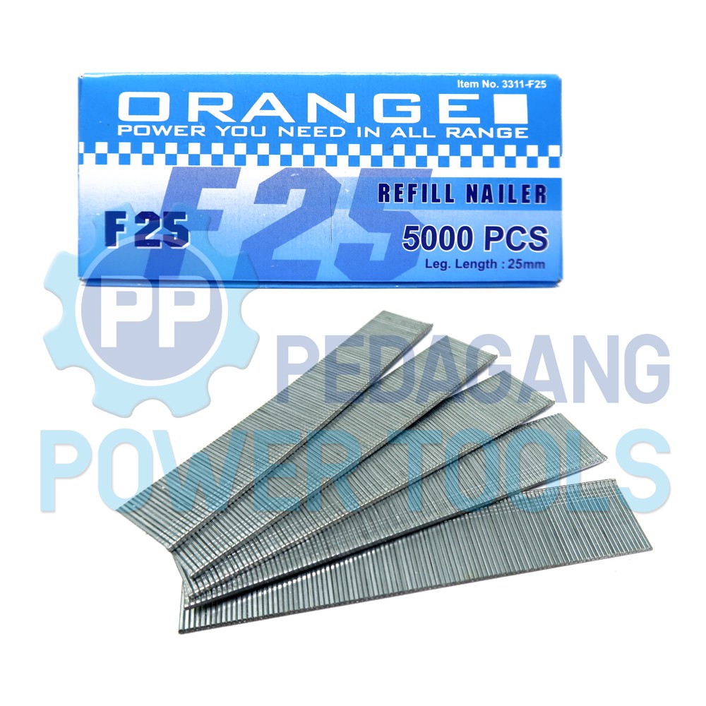 ORANGE F25 ISI STAPLES MESIN PAKU TEMBAK REFILL AIR NAILER STAPLER GUN