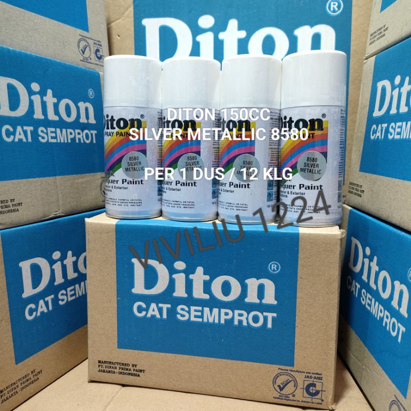 Pilok Cat Diton Silver Metallic 8580 Per 1 Dus / 12 Klg Ab Abu Perak Metalik 150cc Harga Per 1 Dus (12) Cat Semprot Diton 150cc Pilok Diton Pilox Diton Cat Diton 150cc