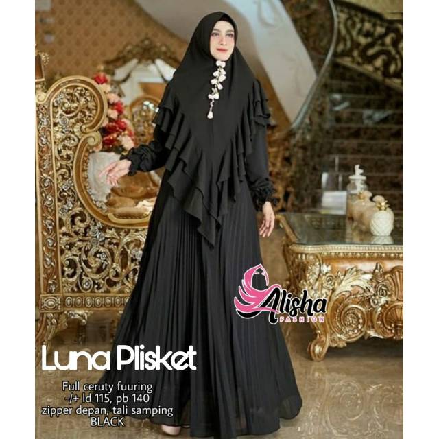 Gamis Syar'i Luna Plisket by Alisha Fashion