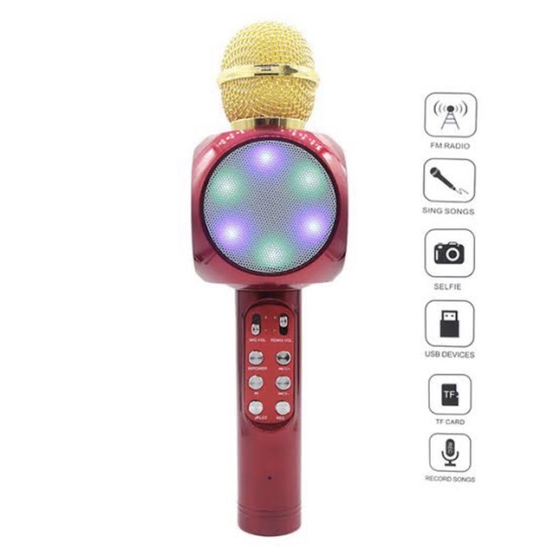 Microphone &amp; Speaker Bluetooth PINZY WS - 1816 LED- Microphone WS 1816 LED