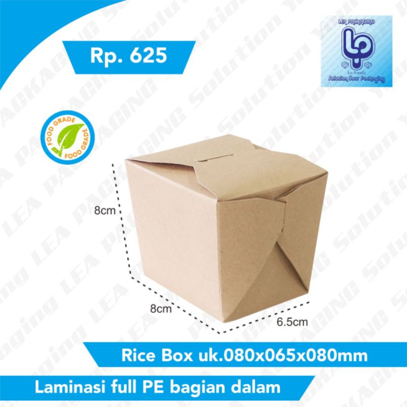 

Dus Kemasan / foodpail / Ricebox uk. S Full Laminasi area dalam Murah Min 50pcs