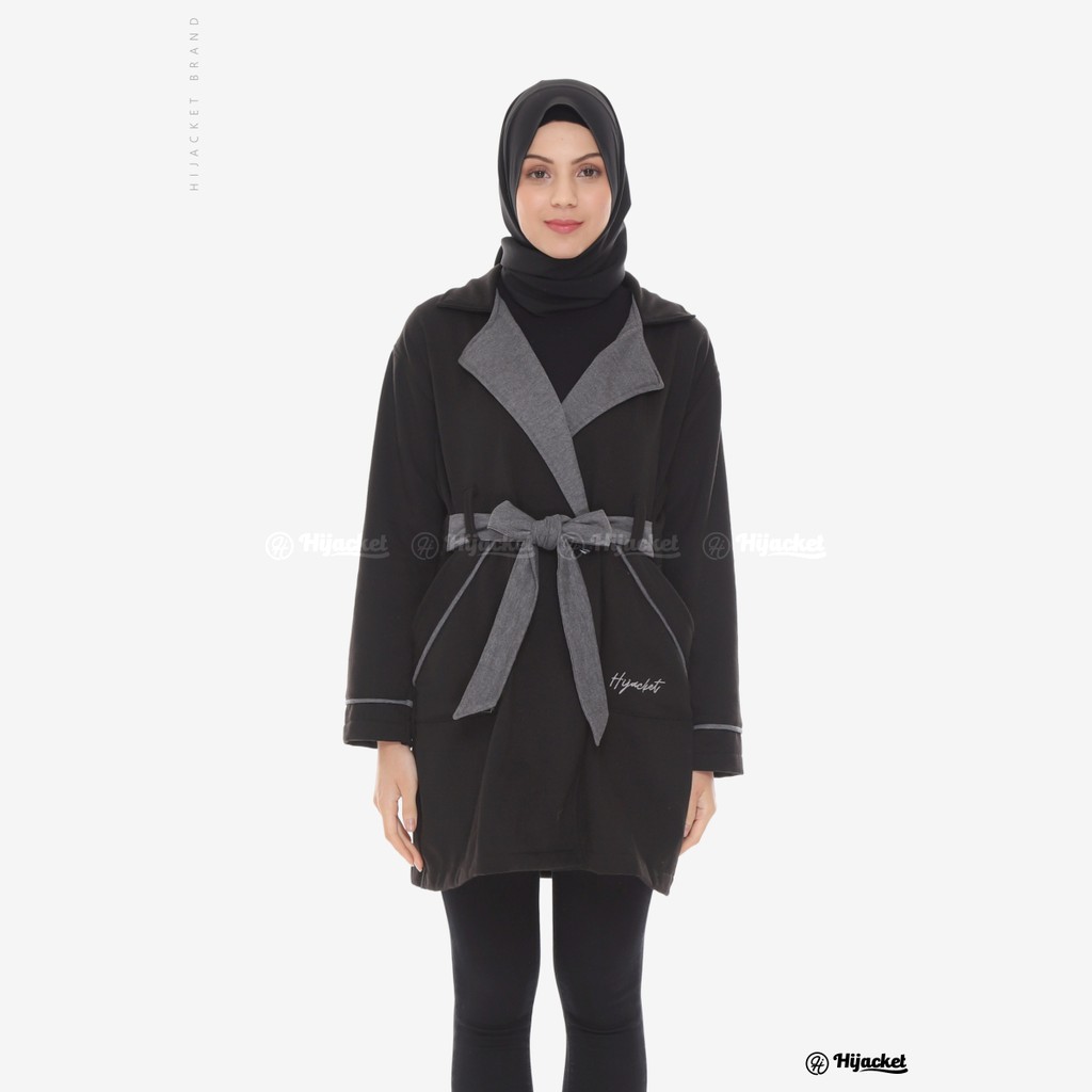 Hijacket® Elnara Series (All Size, XL, XXL) Jaket Wanita Bahan 100% Premium Fleece Asli-RAVEN BLACK