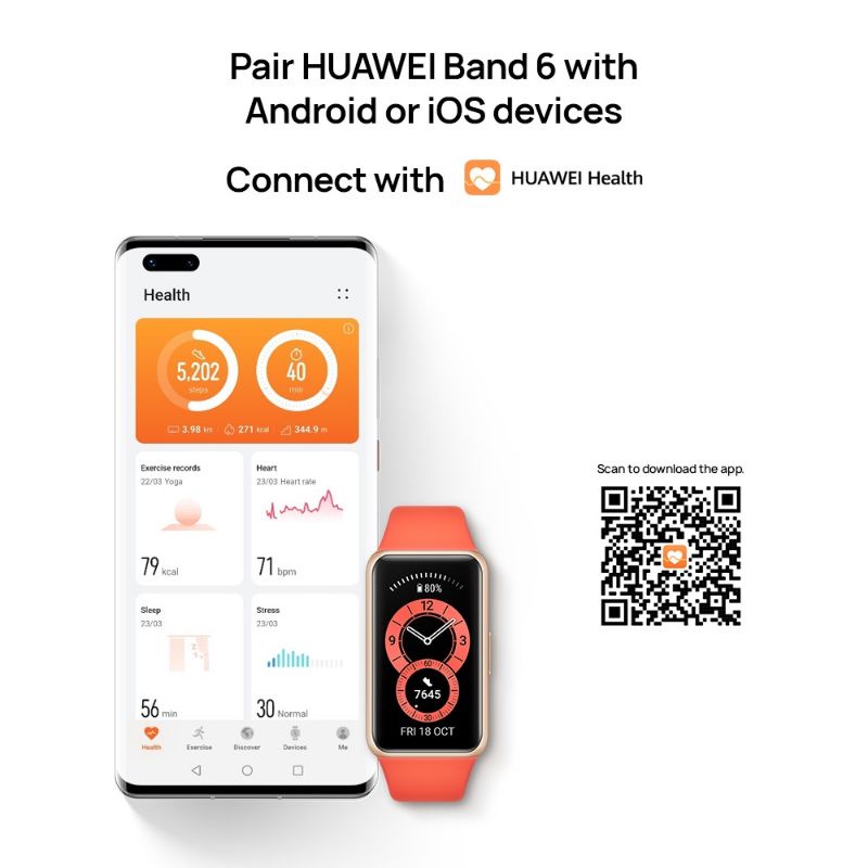 HUAWEI Band 6 Smart Band | Pemantauan SpO2 24 Jam | 96 mode olahraga | 2-Minggu Battery Life