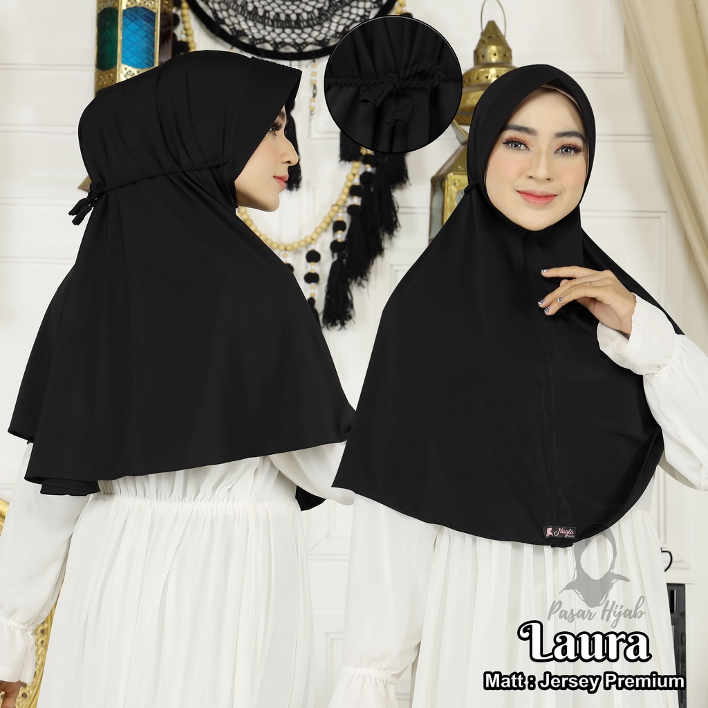 Kerudung Instan Tali Kepang LAURA Hijab Instan Jersey Premium Hijab Terbaru Pasar Hija'b