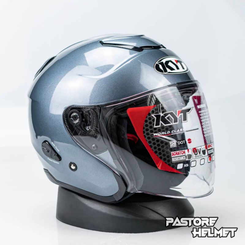 Helm KYT Kyoto R Grey Glossy / KYT Kyoto Solid Grey / Half Face Original KYT