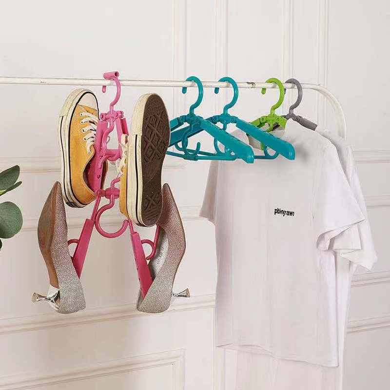 UNIGOOD - Adjustable Hanger Lipat Gantungan Baju Sepatu Multifungsi Magic Hanger 2 in 1