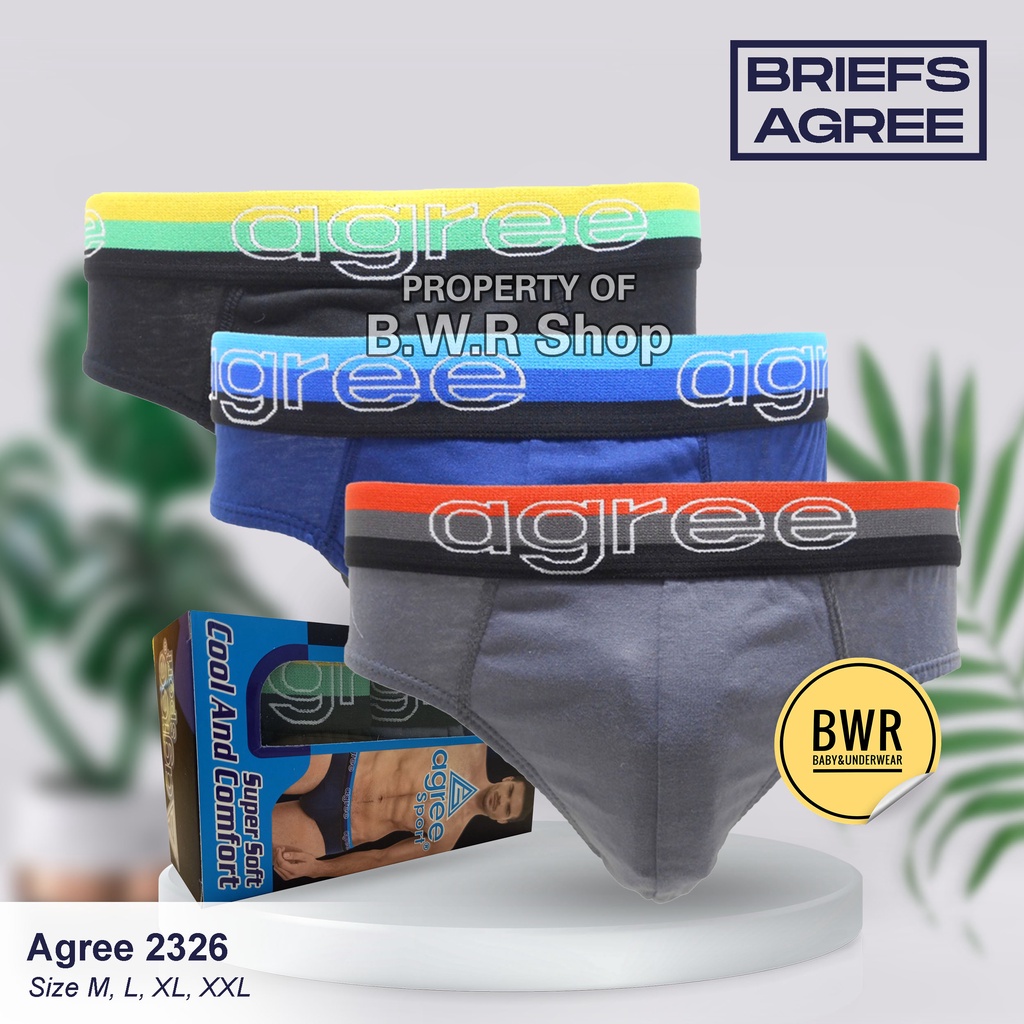 [ 3pc ] CD AGREE 2326 / Celana Dalam Pria Dewasa Agree Sport 2326 Pakaian Dalam Karet Boxer Adem | Bwr