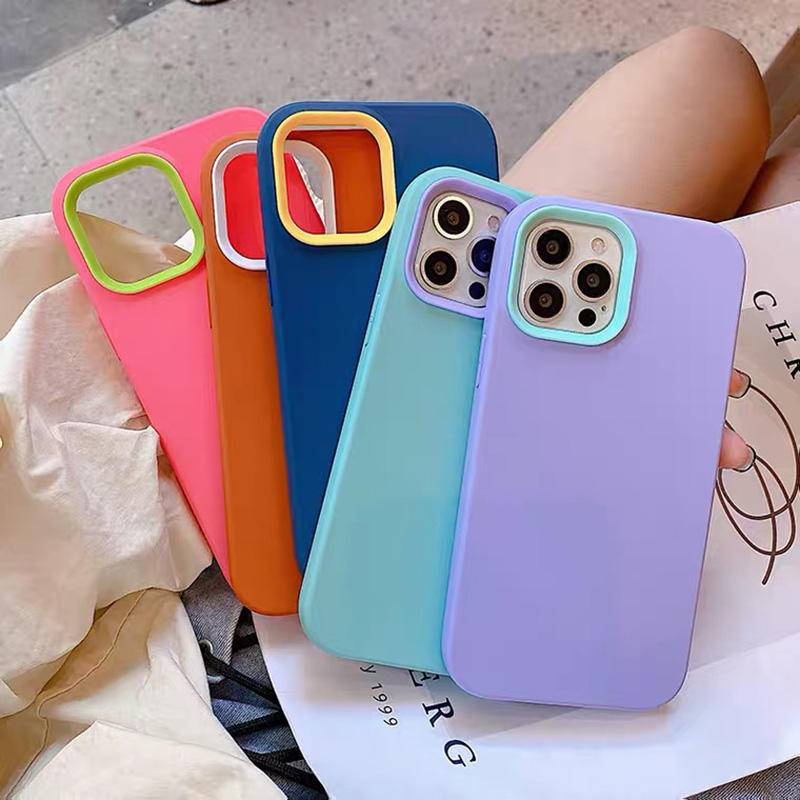 3 in 1 Soft Case Silikon Cair Shockproof Bumper Belakang Untuk iPhone 13 12 11 Pro MAX X XS MAX XR SE 2022 2020 7 8 Plus