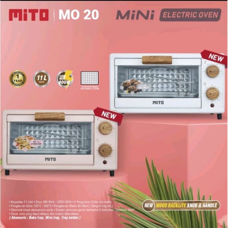 Mito Oven Listrik Mini MITO MO 20 Kapasitas 11L MO20 MO-20 Low Watt Garansi Resmi