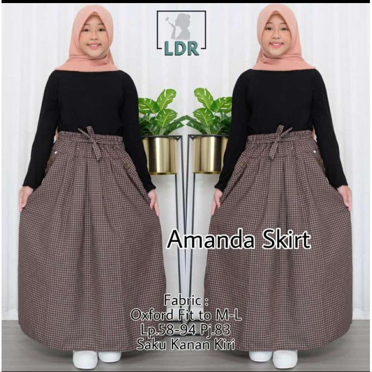 ROK ANAK TANGGUNG / ROK KATUN OXFORD / ROK ANAK MUSLIMAH / ROK ANAK PANJANG / MOTIF KOTAK