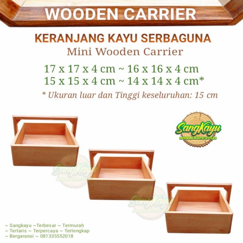 Keranjang kayu mini serbaguna Multi-porpose Wooden Carrier kayu