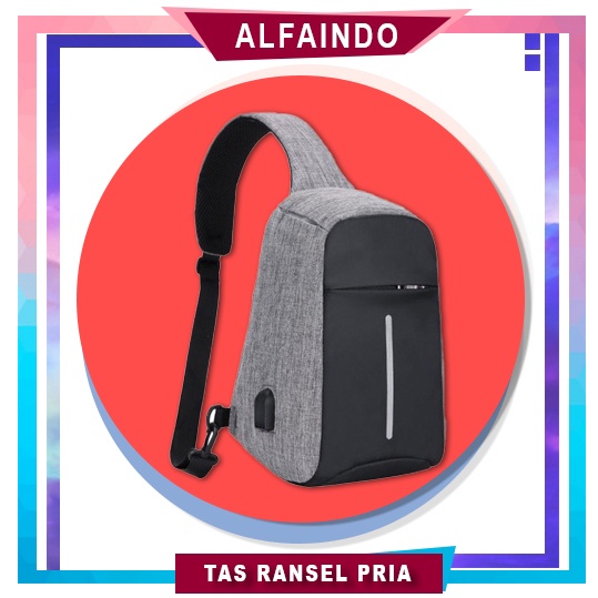 Alfaindo Tas Slempang Anti Maling USB Charger Smart Sling Bag TR002