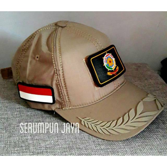 TOPI SATPOL PP PAMEN - TOPI SATPOL PP PAMEN 3 PATCH VELCRO TAN