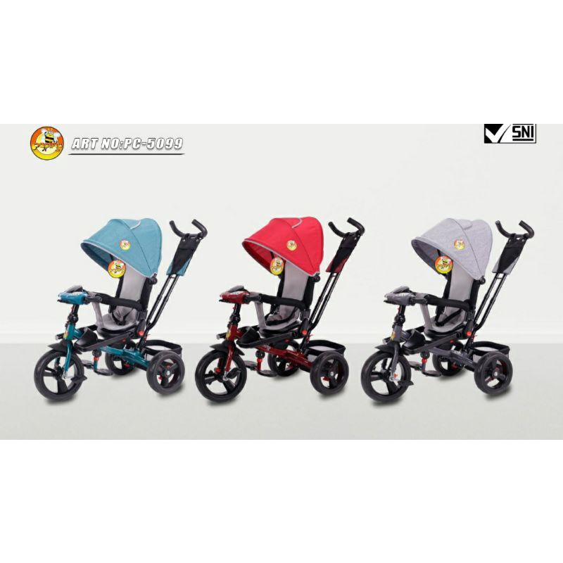 Sepeda Roda Tiga Anak Pacific 5099 Musik Lampu Rebah Kanopy