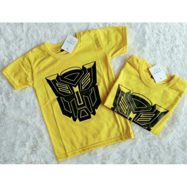 Kaos Baju Anak Kartun Transformers Kuning - Bahan Adem - Termurah - Anak umur 1-8 Tahun