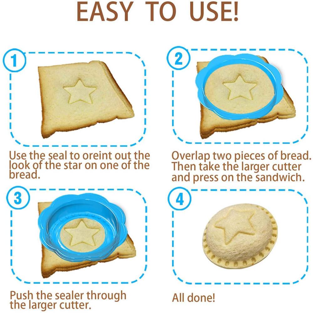 R-FLOWER Sandwich Cutter Sealer Dapur Rumah 6in1 Multifungsi DIY Sandwich Maker