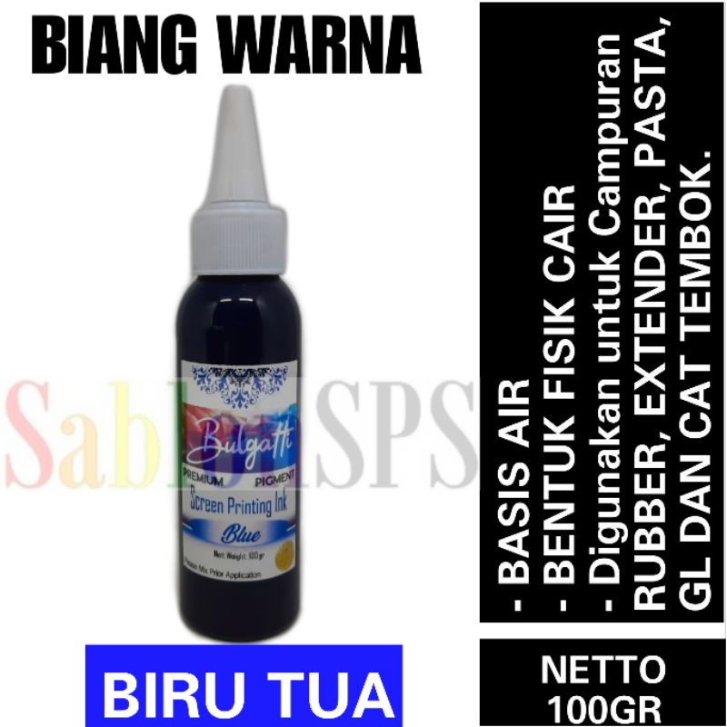 Biang Warna Sablon Biru Tua Blue Pigmen Bulgatti 100 gr