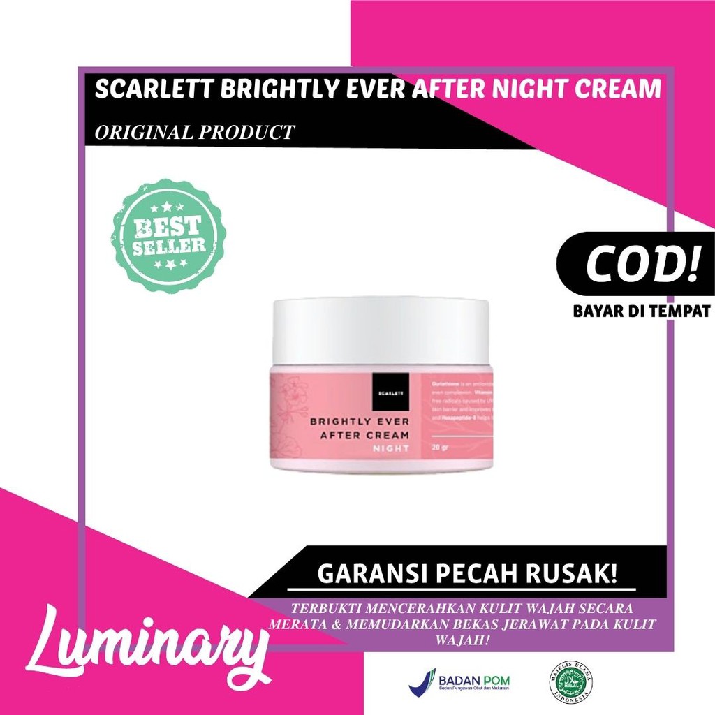 Scarlett Whitening Brightly Ever After Night Cream Original BPOM