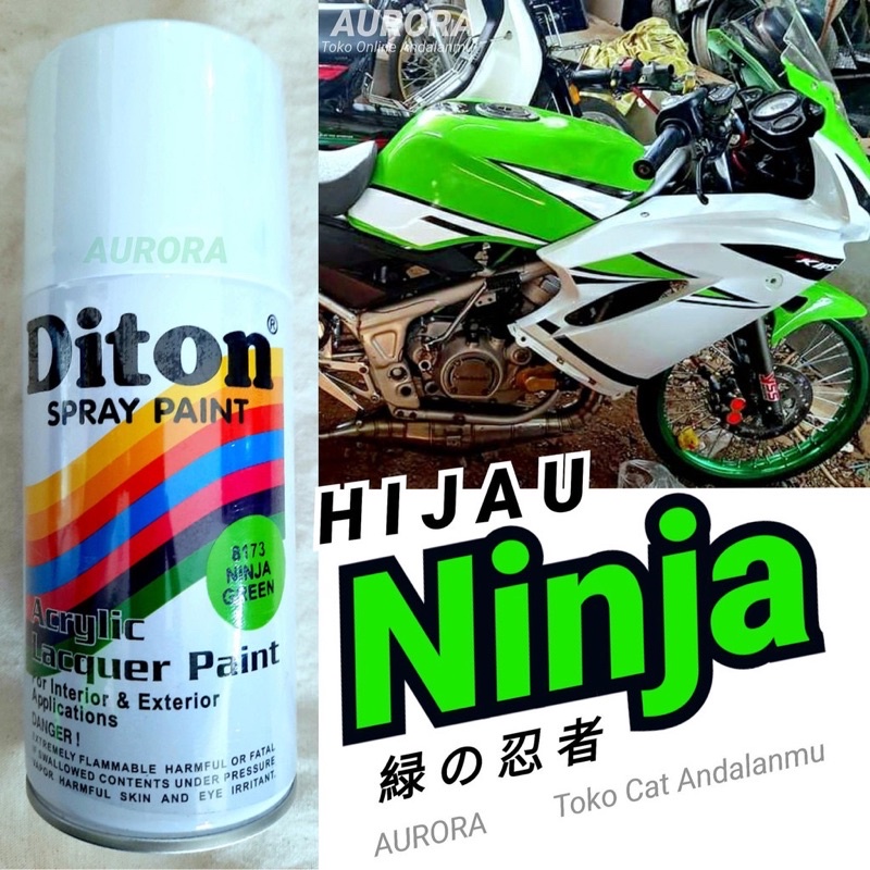 Diton Ninja Green 8173 Pilok Hijau Muda Kawasaki 300ml Pilok Tahan Bensin cat pilox pylox kendaraan 