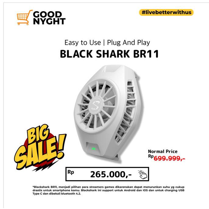 Black Shark Fun Cooler Pro / Funcooler Pro AC / BR20 BR11 - BR11 (Putih)