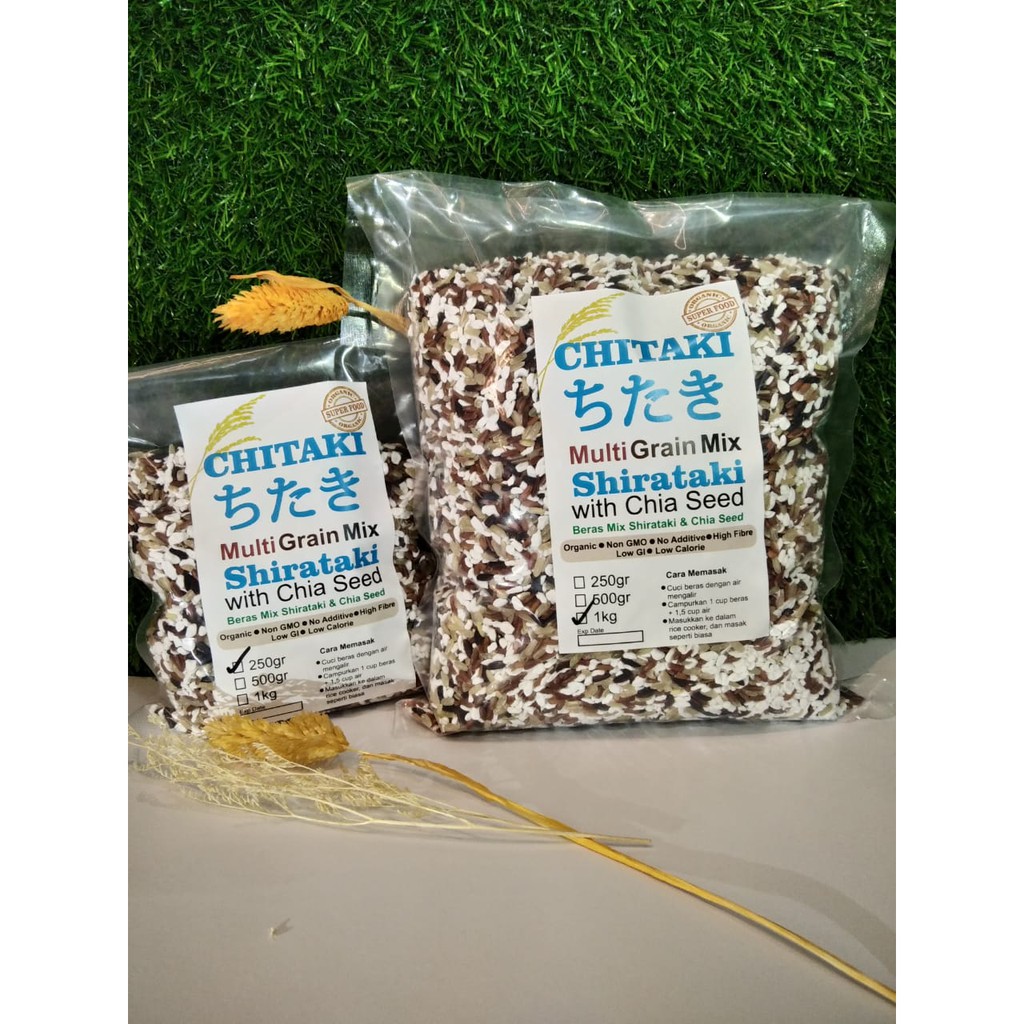 Chitaki Beras Shirataki Mix (Beras Merah, Coklat, Hitam, Chia Seed) 250 gram