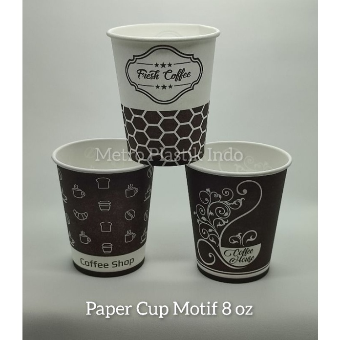 Paper Cup 8 oz Gelas Kertas Kopi Motif 8oz @50pcs