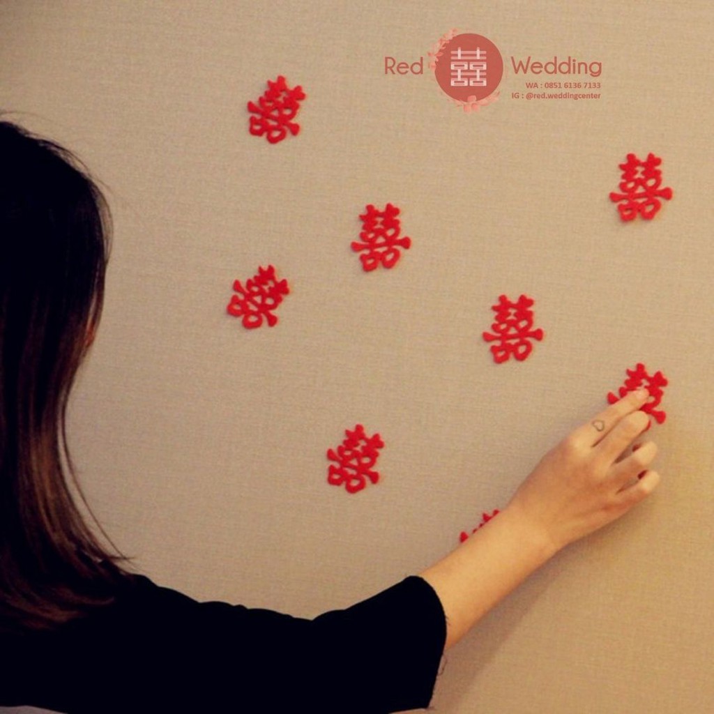 [5CM] Shuang Xi Kecil Wedding Double Happiness dekorasi Sangjit taburan hiasan barang/lampu/dinding