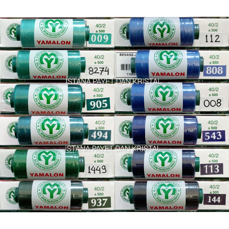 Benang jahit yamalon hijau, toska, biru & navy
