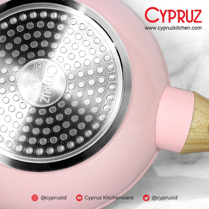 Wajan Penggorengan Anti Lengket Cypruz Pink Ceramic Fry Wok