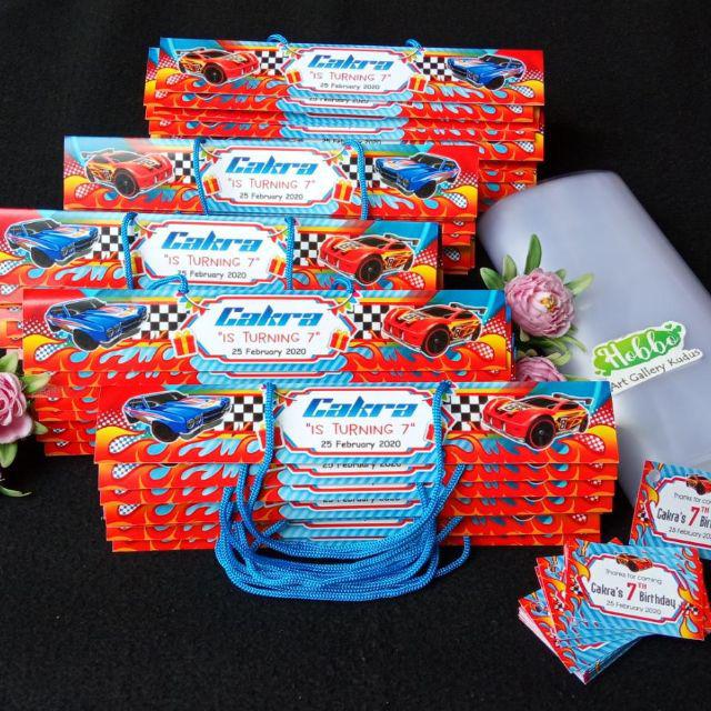 Pakai THANKS CARD - Label Tas label Jajan Ultah Murah - Tas Plastik Ulang Tahun Custom-23x8 cm