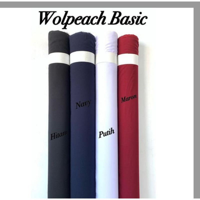 KAIN WOLFIS/WOOLPEACH GRADE A/PREMIUM/EKSKLUSIF POLOS BAHAN GAMIS/TUNIK/BLOUSE BASIC HITAM/NAVY