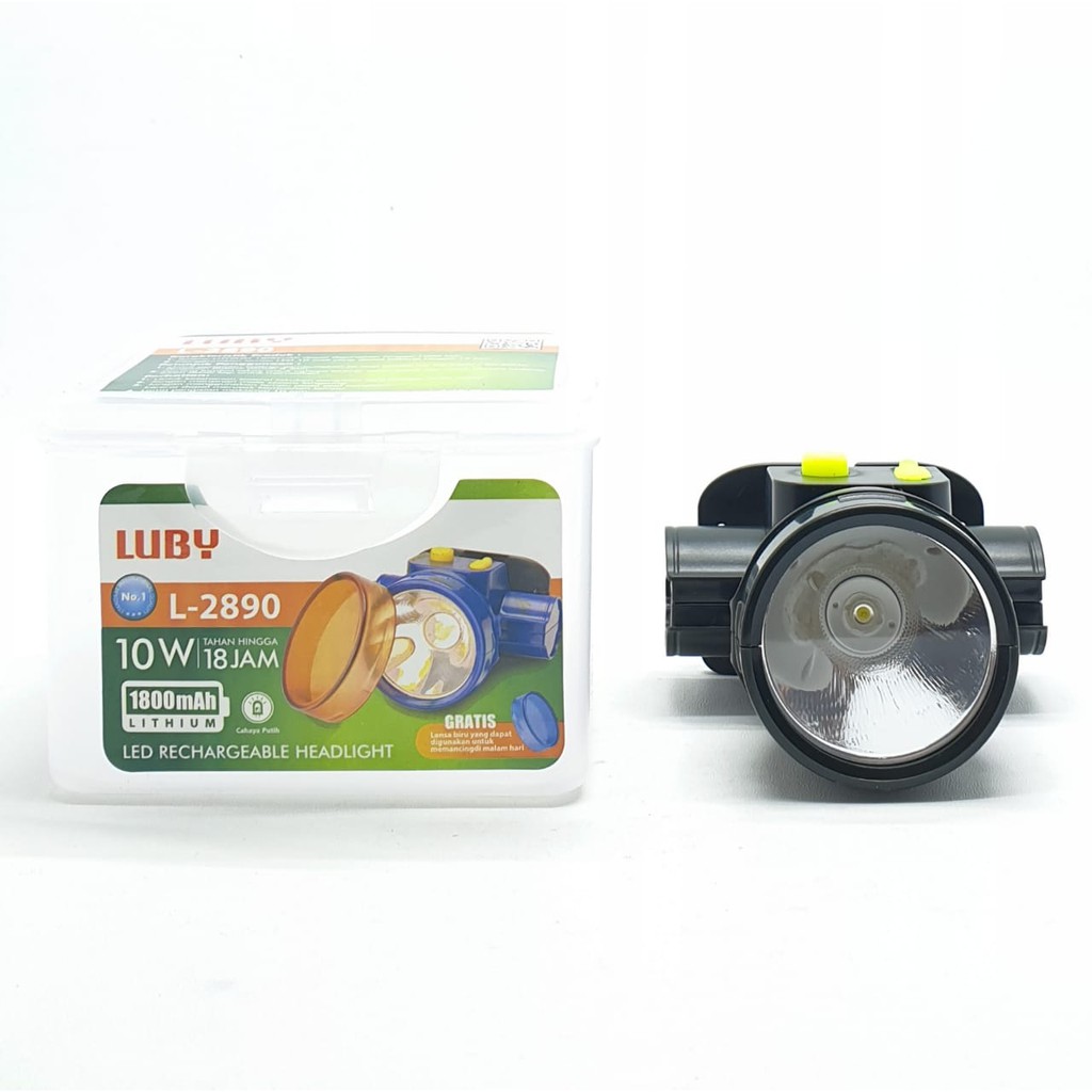 Luby L-2890 10W Cd Putih Senter Kepala Cahaya Putih Lithium 1800mAh